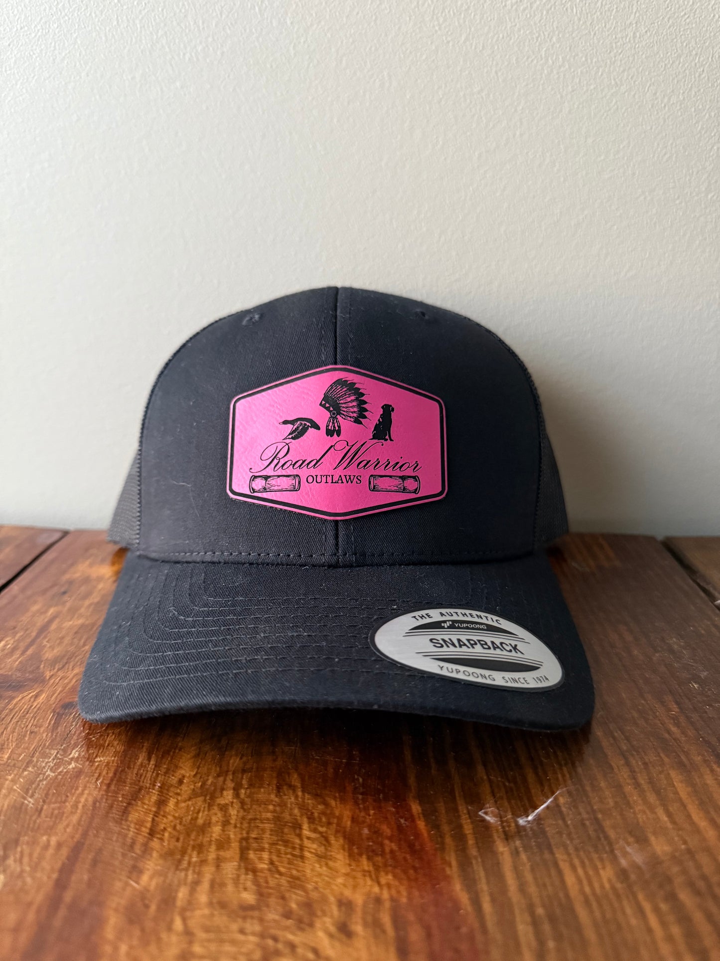 Ladies Sleek Black Cap with Pop of Pink